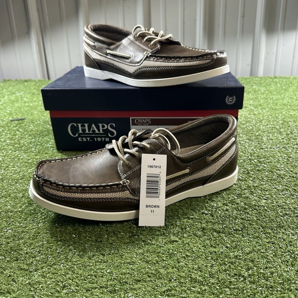Chaps Kanas Men's Size 11 Brown Boat Shoes New In Box NIB